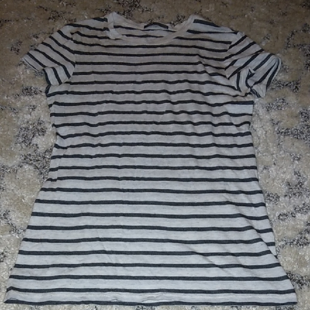 Vince Navy and Light Gray Striped Tee
